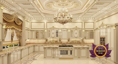 Most Luxurious Classical Kitchen Design Classical Kitchen Design, Unique Kitchen Cabinets, Kitchen Cabinets Designs, Royal Villa, Classical Kitchen, Classical Interior Design, Royal Kitchen, Desain Pantry, Villa Interior