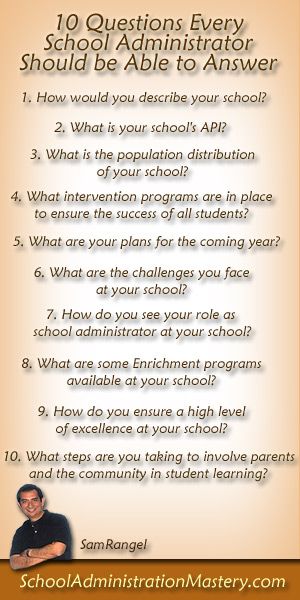 10 Questions Every School Administrator Should be Able to Answer Principal Interview Questions, School Leadership Principal, Leadership Ideas, Principal's Office, Instructional Leadership, Education Leadership, Elementary School Principal, Elementary Principal, Teacher Leader