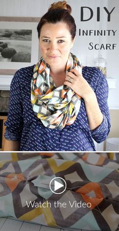 Tela, Diy Infinity Scarf, Infinity Scarf Tutorial, Sewing Club, Sew Clothing, Infinity Scarfs, First Sewing Projects, Sewing Tricks, Garment Sewing