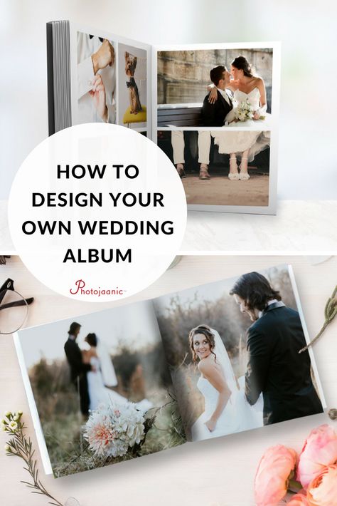 Design your own wedding album with these fool proof tips! Wedding albums design tips and ideas for brides who want to create their own wedding album. Including ideas for wedding album cover design and layout, and tips on how to choose wedding photos to make your own photobooks. You can also create DIY packaging, or even do a little bit of scrapbooking on the pages. Diy Wedding Album, Wedding Photo Album Layout, Wedding Memory Book, Wedding Album Cover Design, Wedding Album Layout, Diy Packaging, Mini Photo Books, Wedding Album Cover, Photo Album Book