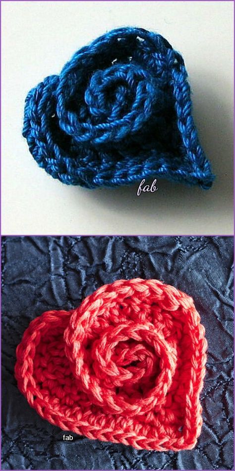 Crochet Rose Heart Free Pattern with Video Crochet Spiral Heart Free Pattern, Crochet Heart Bag Pattern, Crochet Valentines Gifts, Roses Crochet, Whimsical Crochet, Crocheted Hearts, Crochet Roses, Crochet Embellishments, Afghans Crochet