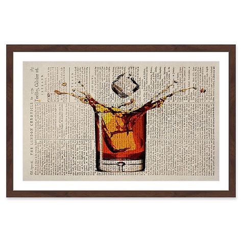 Marmont Hill   Liquor Splash 16-Inch X 24-Inch Framed Wall Art - Perfect for your home bar, living room, or dining room, the Liquor Splash Framed Wall Art from Marmont Hill adds a mash-up of vintage and contemporary style to your space. This handsome print comes neatly framed and is ready to hang. - living room decor Marmont Hill Art, Bar Canvas Art, Basement Bar Wall Decor, Home Bar Decor Wall, Wall Art Mens Apartment, Wall Art Masculine, Bar Wall Art Ideas, Bar Artwork Decor, Bar Wall Decor Ideas