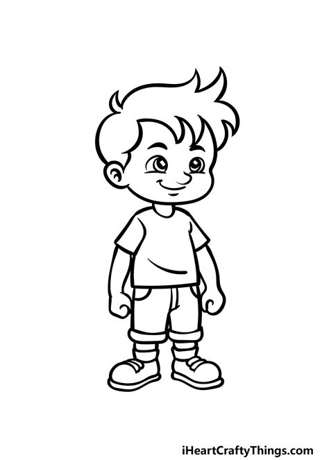 Cartoon Boy Drawing, Cartoon Drawing Ideas, Cartoon Drawing Images, Boy Cartoon Drawing, Boy And Girl Drawing, Cartoon Characters Sketch, Dibujo Simple