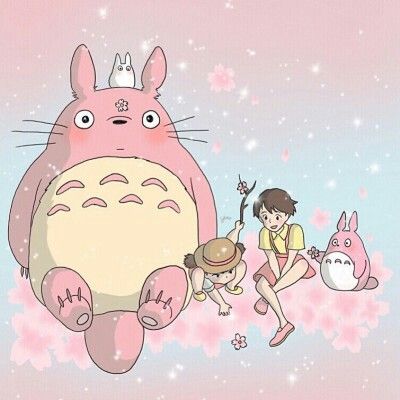 Totoro pink Pink Totoro, Pink Boba Tea, Softie Girl, Pink Boba, Totoro Poster, Totoro Art, Pink Wallpaper Anime, Kiki’s Delivery Service, App Anime