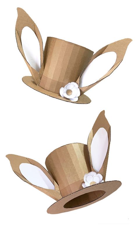 Easy Crazy Hat Day Ideas For Kids, Diy Hats For Kids Crafts, Alice In Wonderland Activities For Kids, Cardboard Top Hat, Crazy Hat Ideas, Easter Hat Parade Ideas, Diy Top Hat, Mad Hatter Tea Party Ideas, Cardboard Bunny