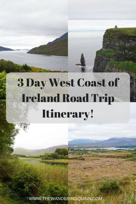 3 Day West Coast of Ireland Road Trip Itinerary! If you only have 3 days to do a road trip up the West Coast of Ireland then don't worry as its possible to see a lot in that time, from Galway to the Cliffs of Moher to the Connemara National Park! Here's how I did it! #ireland #discoverireland #westcoastofireland #irelandroadtrip West Ireland, Ireland Road Trip Itinerary, Northern California Road Trip, Coast Of Ireland, Ireland Road Trip, West Coast Of Ireland, Ireland Travel Guide, Ireland Trip, Road Trip Europe