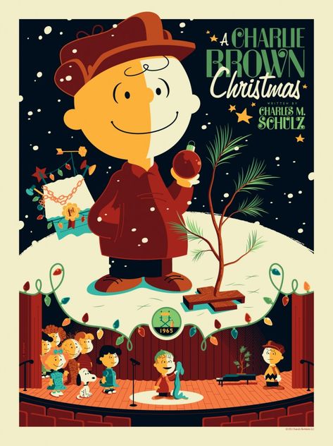 $75.00 A Charlie Brown Christmas #retro poster from Tom Whalen. Go on sale tomorrow (12/1/11) Tom Whalen, A Charlie Brown Christmas, Bloc Party, Illustration Noel, Brown Christmas, Snoopy Peanuts, Charlie Brown Christmas, Christmas Time Is Here, God Jul