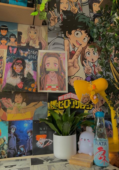 Anime Themed Bedroom, Diy Anime Decor Ideas, Anime Aesthetic Room, Anime Room Aesthetic, Anime Room Ideas, Anime Rooms, Anime Bedroom, Otaku Room, Gamer Room Decor