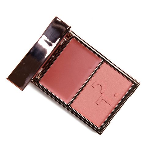 Patrick Ta She's Blushing Double-Take Crème & Powder Blush ($34.00 for 0.37 oz.) includes a brighter, warmer coral cream blush paired with a soft, pinkish-plum, satiny powder blush. Both shades were blendable and longer-wearing, while the cream blush had more buildable coverage and the powder blush was quite pigmented. She's Blushing (Crème) is a muted, medium-dark coral with warm undertones and a natural sheen. It had semi-sheer pigmentation that could be built up as desired. The texture had en Patrick Ta Shes Blushing, Patrick Ta Blush Shes Blushing, Patrick Ta Blush, Patrick Ta Makeup, Blush Pallet, One Size Blush, Patrick Ta, Blush Cream, Makeup List