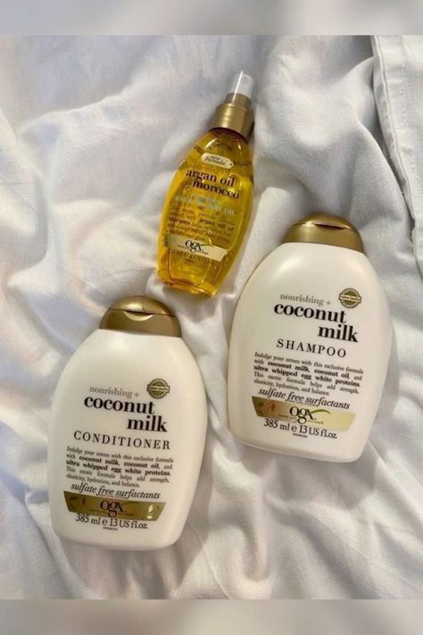 Coconut milk and whipped egg white proteins add strenght and shine to hair . Try this amazing hair care combo for smooth , frizz free hair ✨

#ogx #haircare #hairgoals #shampoo #conditioner Ogx Shampoo Aesthetic, Coconut Products Aesthetic, Ogx Hair Products Aesthetic, Aesthetic Hair Care Products, Haircare Aesthetic Products, Hair Care Aesthetic Products, Shampoo And Conditioner Aesthetic, Haircare Products Aesthetic, Hair Care Products Aesthetic