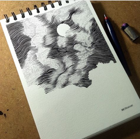 Lines sky & cloud Sky Ink Drawing, Cloud Ink Drawing, Cloud Line Drawing, Cliff Sketch, Clouds Line Art, Sky Line Art, Abstract Pen Art, Cloud Sketch, Sky Sketch