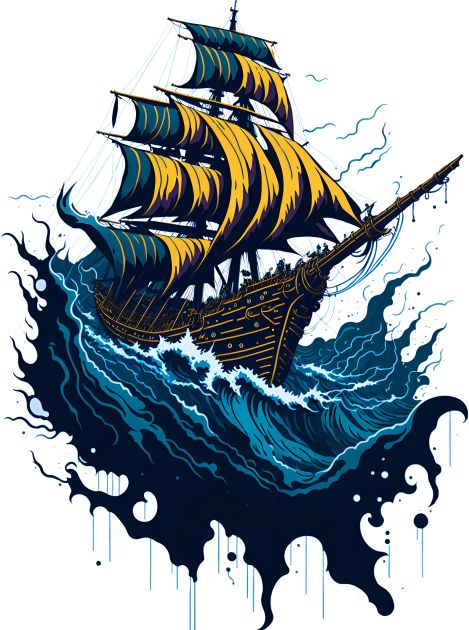 This design features a pirate ship battling the turbulent waves of a stormy sea. The ship's sails are billowing in the wind as it navigates through the treacherous waters. Perfect for anyone who loves nautical and pirate-themed artwork. -- Choose from our vast selection of Crewneck and V-Neck T-Shirts to match with your favorite design to make the perfect custom graphic T-Shirt. Pick your favorite: Classic, Relaxed Fit, V-Neck, Tri-Blend, Dolman Extra Soft Tri-Blend, Slouchy V-Neck, Slouchy, Pre Tall Ships Art Stormy Sea, Pirate Poster Design, Black Pearl Ship Drawing, Pirate Artwork, Pirate Ship Design, Pirate Ship Painting, Tall Ships Art, Pirate Ship Drawing, Pirate Ship Tattoos