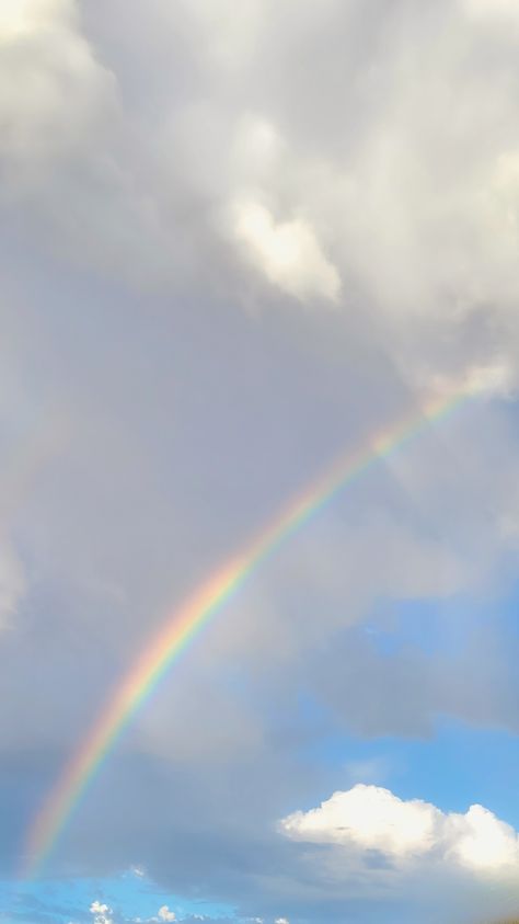 A single rainbow in the sky Sky Aesthetic Rainbow, Nature, Rainbow Sky Photography, Clouds Natural Pics, Rainbow Pics Sky, Real Rainbow Wallpaper, Peace Background Aesthetic, Rainbow Nature Aesthetic, Rainbow In The Sky Aesthetic