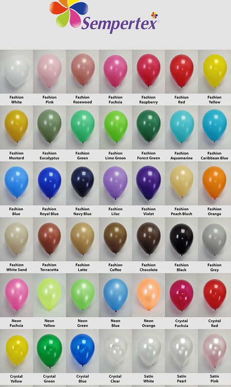Sempertex Balloons Colour Chart Bday Party Color Schemes, Balloon Garland Size Chart, Tuftex Balloon Color Chart, Kalisan Balloons Colors, Balloon Sizes Chart, Qualatex Balloon Colors, Ballon Color Combinations, Tuftex Balloon Colors, Colour Party Ideas