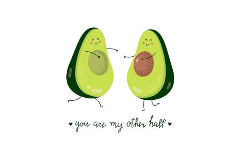 You are my other half by KVIO Avocado Couple, Avocado Cartoon, Cute Avocado, Pun Card, My Other Half, Halloween Backgrounds, Other Half, Couple Drawings, Couple Cartoon