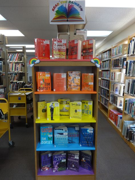 Read the Rainbow  I  Book Display  I  Calvert Library Twin Beaches Branch  I  July 2016 Summer Book Displays Public Libraries, Rainbow Book Display, April Book Displays, Pride Book Display, March Book Displays, Public Library Displays, Public Library Book Displays, April Library Displays, Bookstore Display Ideas