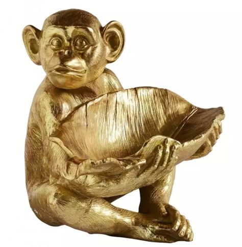 http://www.vintagevista.co.za/products/decor-accessories/accessories/xlarge-resin-tlight-monkey-gold/180/2070 Monkey Decorations, Ceramic Pineapple, Simple Living Room Decor, Leaf Bowl, Wine Wall, Leaf Bowls, Resin Artwork, Decor Figurines, Ceramic Pots