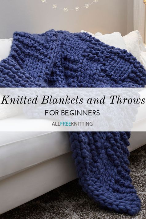 Easy Knitted Blankets For Beginners, Knitted Throw Blankets, Knitting Throws Free Patterns, How To Knit For Beginners Blanket, Bulky Blanket Knitting Pattern, Free Knit Throw Patterns, Throw Knitting Pattern Free, Easy Afghan Knitting Patterns, How To Knit Blankets For Beginners