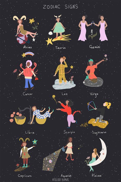 Zodiac Sign Illustrations- 2021 Horoscope Signs Illustration, Zodiac Signs Illustration Symbols, Horoscope Illustration Zodiac, Astrology Signs Illustration, Star Sign Illustration, Zodiac Signs Art Symbols, Zodiac Art Illustrations, Zodiac Signs Illustration, Zodiac Signs Art