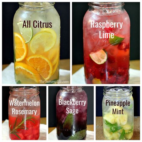 Naturally Flavored Water -- An easy formula for making an endless variety of fruit and herb infused waters. Say goodbye to soda, juice, and bottled water! www.theyummylife.com/Flavored_Water  #vegan #glutenfree #paleo #flavoredwater #recipes #drinkideas #fruit #herbs #spawater Infused Water, Fruit Infused Water Recipes, Diy Detox, Flavored Water Recipes, Resep Smoothie, Lemon Detox Water, Lemon Diet, Resep Diet, Infused Water Recipes