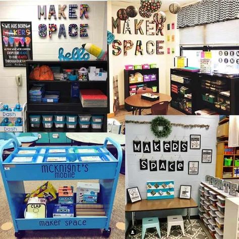 Elementary Makerspace, Library Goals, Classroom Layouts, Makerspace Design, Makerspace Elementary, Library Makerspace, Steam Teacher, Makers Space, Stem Bins