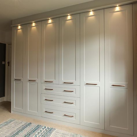 A Stunning Grey & Copper Dressing Room Transformation | Sharps Rearranging Bedroom, Bedroom Built Ins, Bedroom Built In Wardrobe, Closet Design Layout, Bedroom Cupboards, Wardrobe Room, Closet Remodel, Wall Closet, Bilik Tidur