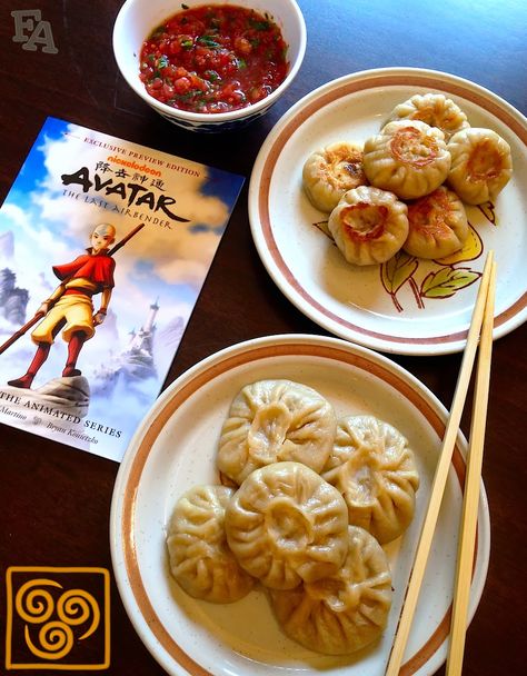 Vegan Anime Food, Food Inspired By Movies, Fictional Recipes, Avatar Food, Momo Dumplings, Movie Foods, Nerdy Food, Fiction Food, Fictional Food