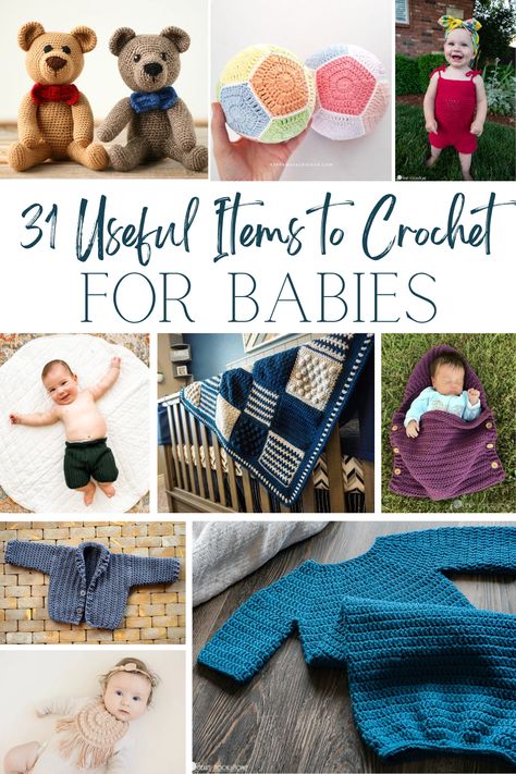 Show your love and affection through the beautiful craft of crocheting with our collection of 31 useful crochet patterns for babies. Ideal for beginners, these patterns allow you to create everything from snug sleep sacks and blankets to cute amigurumi animals. Check out patterns like the Simple Newborn Sleeper and Baby Bear Sleeper for a start. Visit HeartHookHome.com for more inspiring crochet patterns. Free Crochet Sleep Sack Patterns, Crochet Gifts For Newborns, Beginner Crochet Baby Projects, Crochet Ideas For Newborn Baby, Crochet Newborn Gifts, Crochet Newborn Set, Cute Baby Crochet Ideas, Crochet Items For Babies, Crochet Sleep Sack Baby