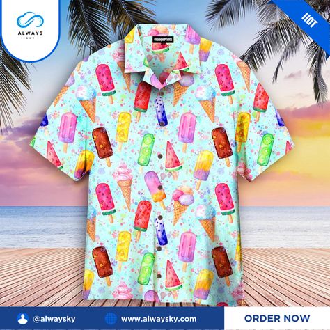 Color Ice Cream Cone Pattern Hawaiian Shirt | For Men & Women | Wt6247. Enhance your outfit with this fashionable shirt. It is meticulously crafted and has a timeless style that skillfully blends comfort and style. This shirt is a great addition to your wardrobe for any occasion, whether you're dressing up or down. Its premium fabric guarantees both comfort and longevity. With this versatile shirt, you can up your style game and create a statement that goes with anything. available in a range of sizes and colors to accommodate your tastes. An essential item for everyone who cares about fashion. #ice cream #Shirt #Alwaysky Suit Fashion Men's, Cone Pattern, Ice Cream Shirt, Camouflage Fashion, Printing Shirt, Summer Ice Cream, Spandex Shirts, Cream Shirt, Casual Sport Shoes