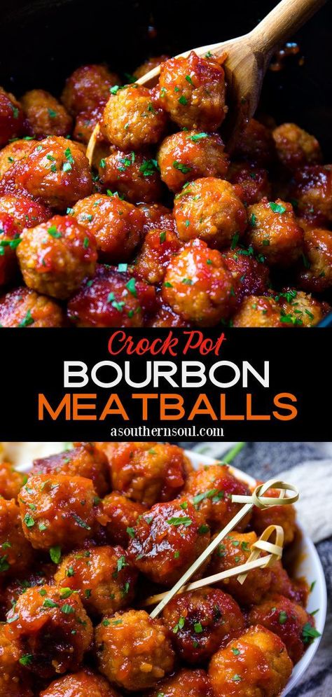 Honey Bourbon Meatballs Crockpot, Iron Bowl Party Food, Italian Meatball Appetizers For Party, Crock Pot Party Meatballs, Meatball Serving Ideas, Party Crock Pot Recipes, A Southern Soul Recipes, Meatballs And Little Smokies Crock Pot, Crock Pot Summer Recipes