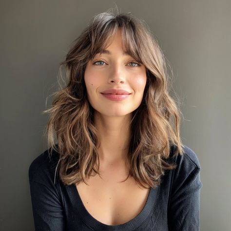 magnific 7uFpVXmm0MHQCQVIQUQs Subtle Layered Cut with Wispy Fringe Layered Hairstyles, Medium Length Wavy Hair, Bangs With Medium Hair, Wavy Haircuts, Hairstyles For Layered Hair, Haircuts For Wavy Hair, Haircuts For Medium Hair, Long Hair With Bangs, Cut My Hair