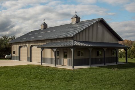 Morton Buildings garage in Lapeer, MI. Morton Building Garage, Morton Garage, 60x40 Shop, Metal Shop Building 40x60, Shop With Office, Metal Garage Ideas, Metal Building Shop, Shop Building Plans, Shops Garage