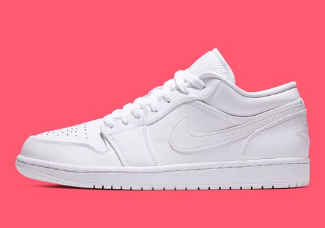 Jordan 1 Low Triple White 553558-112 Release Info | SneakerNews.com Jordan 1 Low Triple White, All White Jordans, Nike Jordan Low, Retro 4 Jordans, Air Jordan 1 White, White Outfit For Men, Air Jordan 1 Low White, Jordan 1 White, Jordan 1 Low White