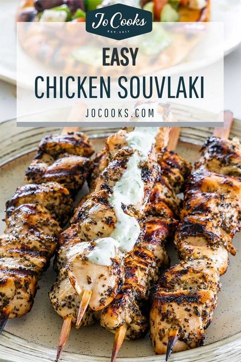 Learn how to make your own Chicken Souvlaki from scratch in the comfort of home. With a small list of ingredients and a few steps, success is guaranteed. #chicken #souvlaki #recipe Grilled Chicken Recipes, Souvlaki Recipe, Chicken Souvlaki, Jo Cooks, Doner Kebab, Kabob Recipes, Greek Dishes, Mediterranean Dishes, Chicken Dishes Recipes