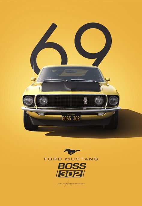 1969 Ford Mustang Boss 302 Artwork Mustang Poster, 240z Datsun, 69 Mustang, Mustang 1969, Ford Mustang 1969, Ford Mustang Wallpaper, 1969 Mustang, 60s Muscle Cars, Motor Mobil