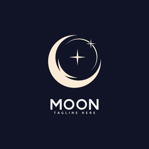 Moon logo vector icon design template Crescent Moon Logo Design, Moon Logo Aesthetic, Logo Moon Design, Moon Logo Design Ideas, Moon Logo Design Creative, Luna Logo Design, Universe Logo Design, Moon Logo Ideas, Blue Moon Logo