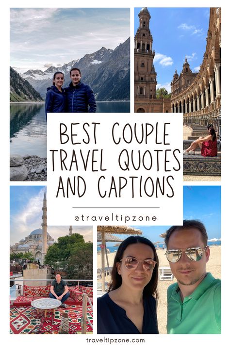 Many of us travel as couples and this inspires many to write or search for couple travel quotes.
Nowadays it is common to use travel quotes on the internet. Quotes can be used as captions, shared on social media with a photo, video or story. Quotes can be an ideal way to spice up an article, video, book or advertisement. That's why they are used so often.
In this article, we present you more than 70 couple travel quotes and captions for Instagram. Travel With Spouse Quotes, Travelling Couple Quotes, Traveling With Your Love Quotes, Couples Vacation Quotes, Travel Partner Quotes Love, Caption For Us Couple, Couple Trip Quotes, Travel Quotes With Boyfriend, Couple Travel Instagram Captions