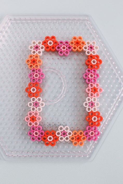 Picture Beads Ideas, Pearler Bead Letters, Iorn Bead Ideas, Melty Bead Crafts, Perler Bead Instax Frame, What To Do With Perler Bead Creations, Easy Melting Beads Ideas, Pealed Bead Ideas, Cute Aesthetic Perler Bead Ideas