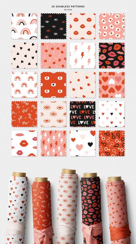 Valentines Designs Pattern, Valentine Seamless Patterns, Digital Valentines Gift, Valentines Day Pattern Design, Valentines Pattern Design, Illustration Valentines Day, Happy Valentines Day Illustration, Valentine’s Day Packaging, Valentine’s Day Pattern