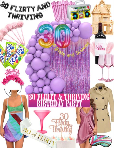 Click to shop Thirty And Flirty And Thriving 30th Birthday Parties, 1993 Theme Party, 30 Flirty And Thriving Party Decorations, Y2k 30th Birthday, 30 And Flirty And Thriving, 1993 Birthday Party Theme, Thirty Flirty And Thriving Party Ideas, 1993 Party Theme, 13 Going 30 Party