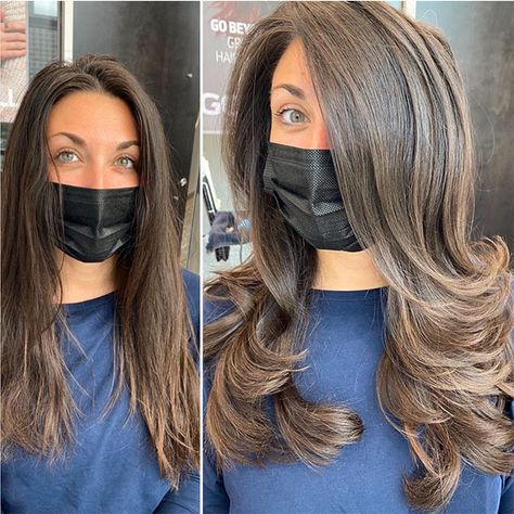 Blowout Flipped Ends, Full Volume Blowout, Womens Blowout Hair, Long Hair Blowdry Styles, Types Of Blowouts, Haircut Volume Long, Full Blowout Hairstyles, Hair Blowdry Style, Different Blowout Styles