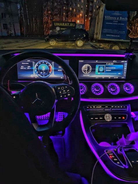 Car Led Lights Interiors, Mercedes Interior, Purple Jeep, Jeep Interiors, Dream Cars Mercedes, Purple Car, Mercedez Benz, Luxury Car Interior, Dream Cars Jeep