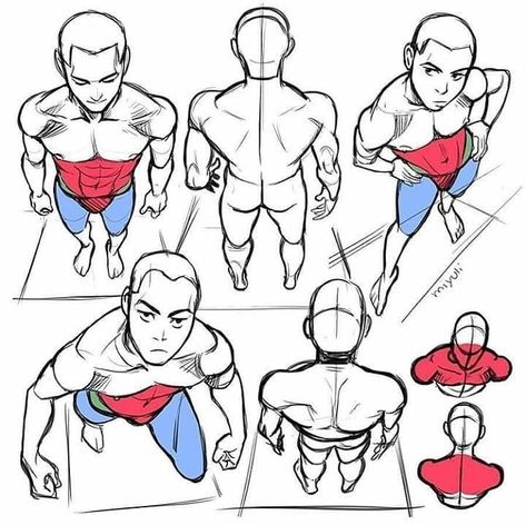 art tutorials on Instagram: “Check out these great references of drawing the male figure in different angles an poses. .  Credit @miyuliart .…” Art Du Croquis, Perspective Drawing Lessons, Výtvarné Reference, Draw Manga, Human Figure Drawing, Body Reference Drawing, Perspective Art, Gambar Figur, Perspective Drawing