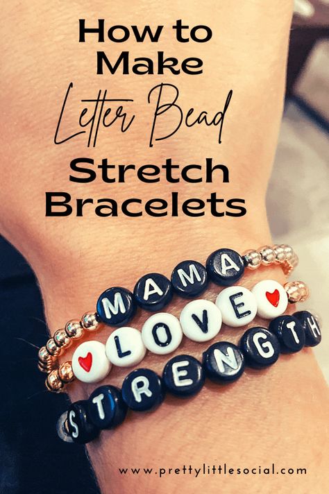 Letter Bead Bracelets Diy, Diy Candy Bracelets, How To Make Beaded Word Bracelets, Diy Word Bracelets Beads, Diy Forever Bracelet, Stretch Bracelets Diy Tutorials, Diy Easy Beaded Bracelets, How To Make Letter Bead Bracelets, Word Bracelets Diy