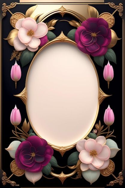 Free photo a frame with flowers and a go... | Free Photo #Freepik #freephoto Flower Photo Wallpaper, Beautiful Picture Frames, Flower Frame Design Beautiful, Frame Photo Design, Free Borders And Frames, Frame Background Flower, Dp Frame, Flower Frame Design, Beautiful Photo Frames