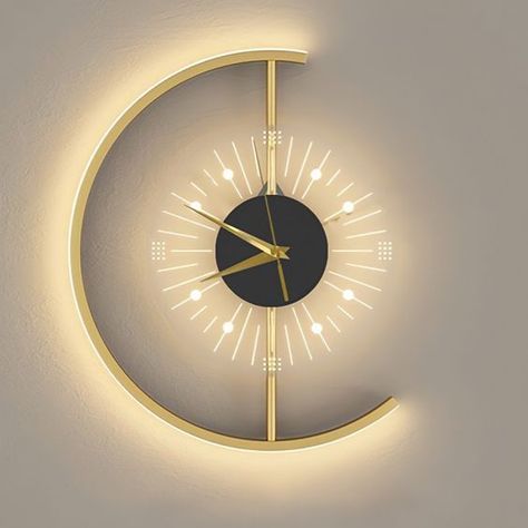 Modern Wall Clock Decoration For Your Home Get Ideas & Decorate Wall | Home Decorating Ideas Clock Wall Art, Wall Clock Design, Vintage Wall Clock, Modern Clock, Dimmable Led Lights, Lampe Design, Lounge Decor, Clock Decor, Led Wall Lamp