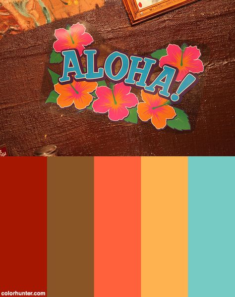 Aloha! Color Scheme from colorhunter.com Hawaii Color Palette, Beach Colors, Coffee Stand, Coffee Stands, Beach Color, Tiki Party, Colour Pallette, Cookie Designs, Dream Bedroom