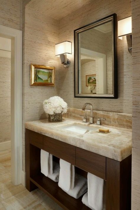 Beautiful Bilik Air, Toilette Design, Decor Baie, Washbasin Design, Powder Room Design, Shower Panels, Contemporary Bathrooms, Bathroom Layout, Bathroom Wallpaper