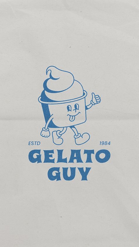 Gelato Poster Design, Gelato Logo Branding, Ice Cream Design Ideas, Ice Cream Logo Ideas, Ice Cream Illustration Design, Gelato Illustration, Cafe Shop Logo, Gelato Poster, Ice Cream Branding Design