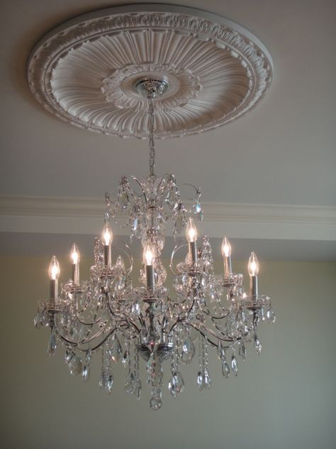 Elegant chandelier. Chandelier Aesthetic Bedroom, Chandelier Molding, Chandelier In Bedroom, Bedroom With Chandelier, Chandelier Aesthetic, 3 Chandelier, Room Chandeliers Bedrooms, Mater Bedroom, Big Chandelier